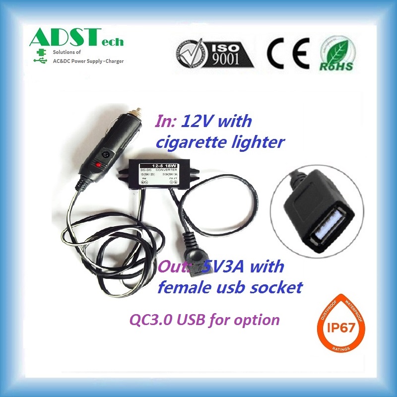 12 to 5V 2A~5A usb QC3.0 car battery charger dc converter